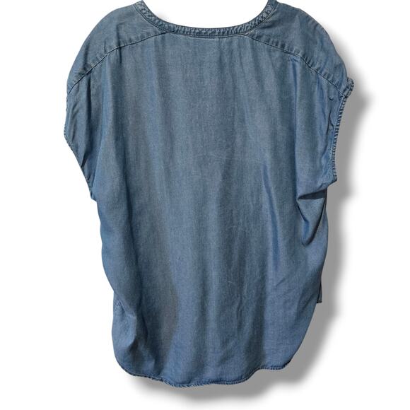 Liz Claiborne Women’s Chambray Blue Embroidered Sleeveless Top – 100% Lyocell XL - Picture 6 of 8